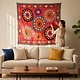 202x190  cm Hand Embroidered suzani from Uzbekistan.Tablecloth, Wall hanging, Bedspread,Bedcover No. UZ26/ - 12
