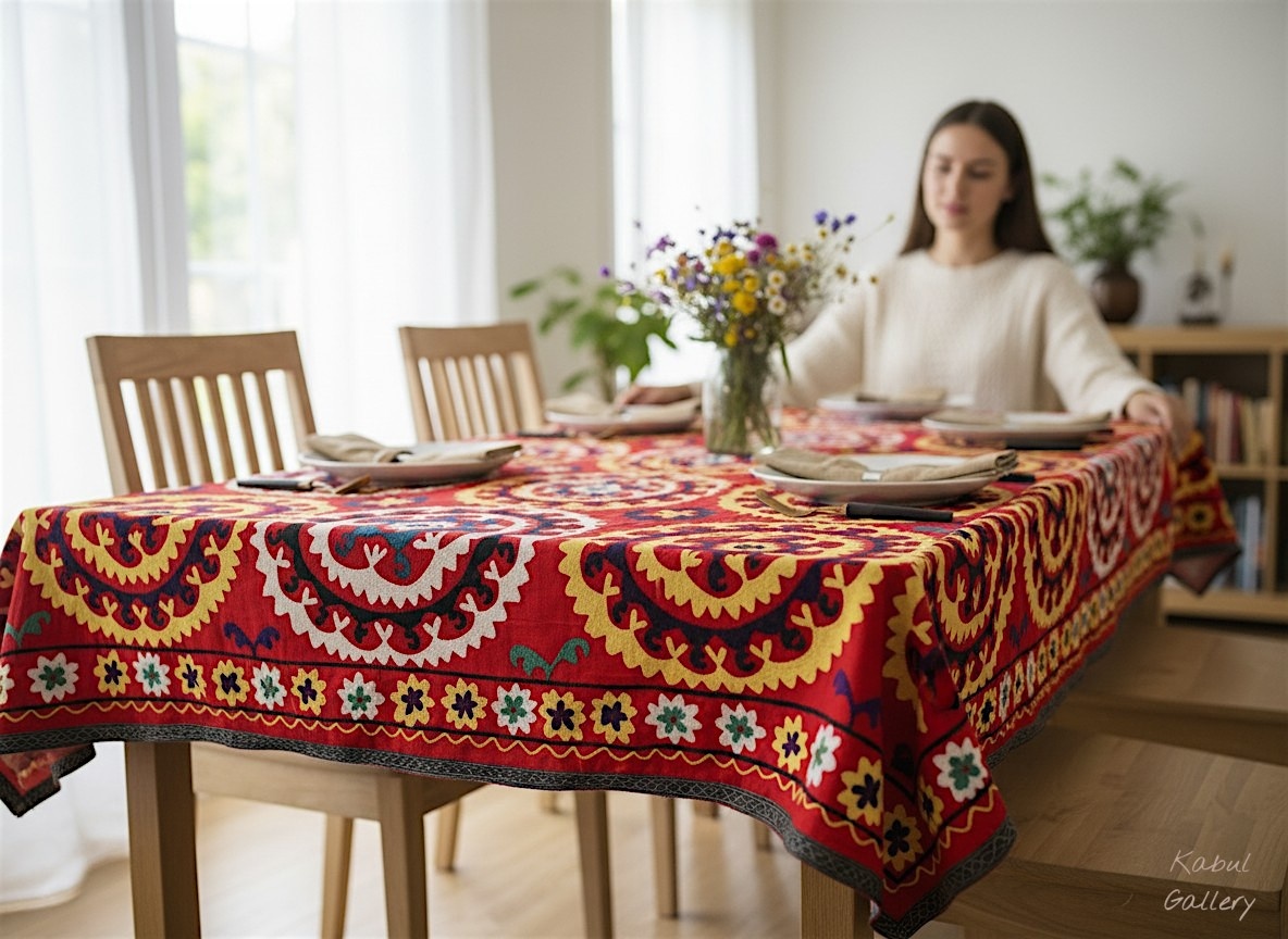 245x155  cm Hand Embroidered suzani from Uzbekistan.Tablecloth, Wall hanging, Bedspread,Bedcover No. UZ26/13