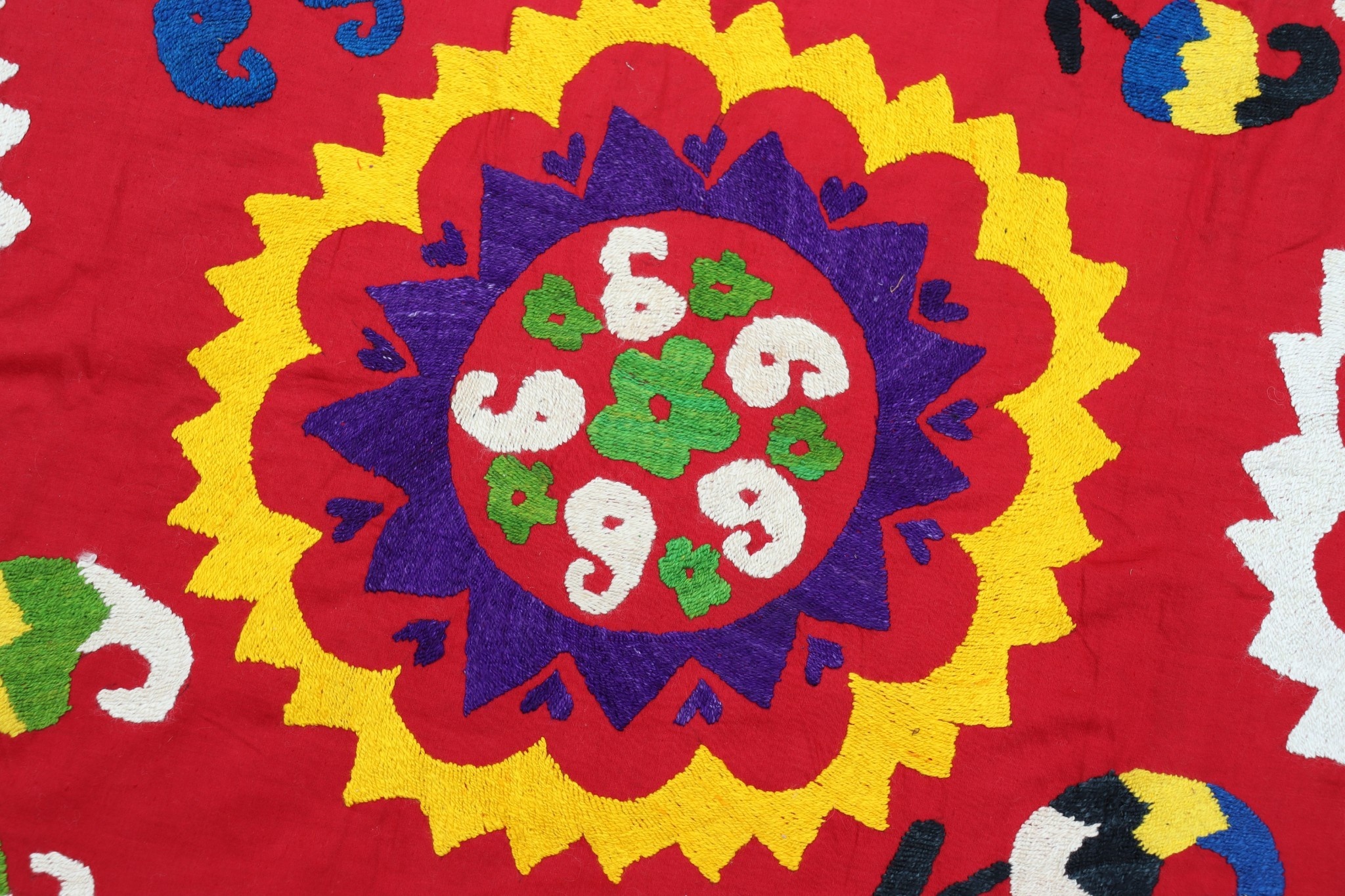 188x180  cm Hand Embroidered suzani from Uzbekistan.Tablecloth, Wall hanging, Bedspread,Bedcover No. UZ26/16