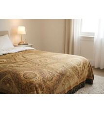 220x205 silk hand embroidered Bed coverlet bedspread sofa  india 26/19