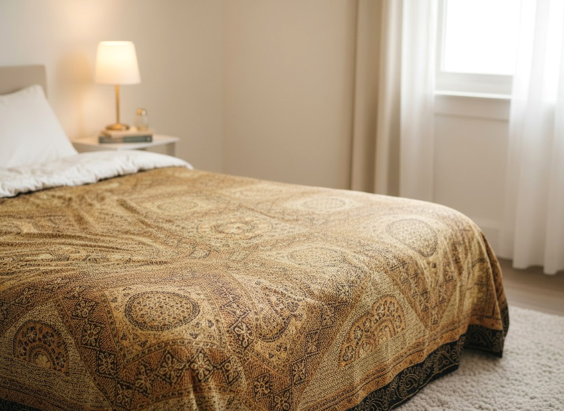 220x205 silk hand embroidered Bed coverlet bedspread sofa cover 26/19