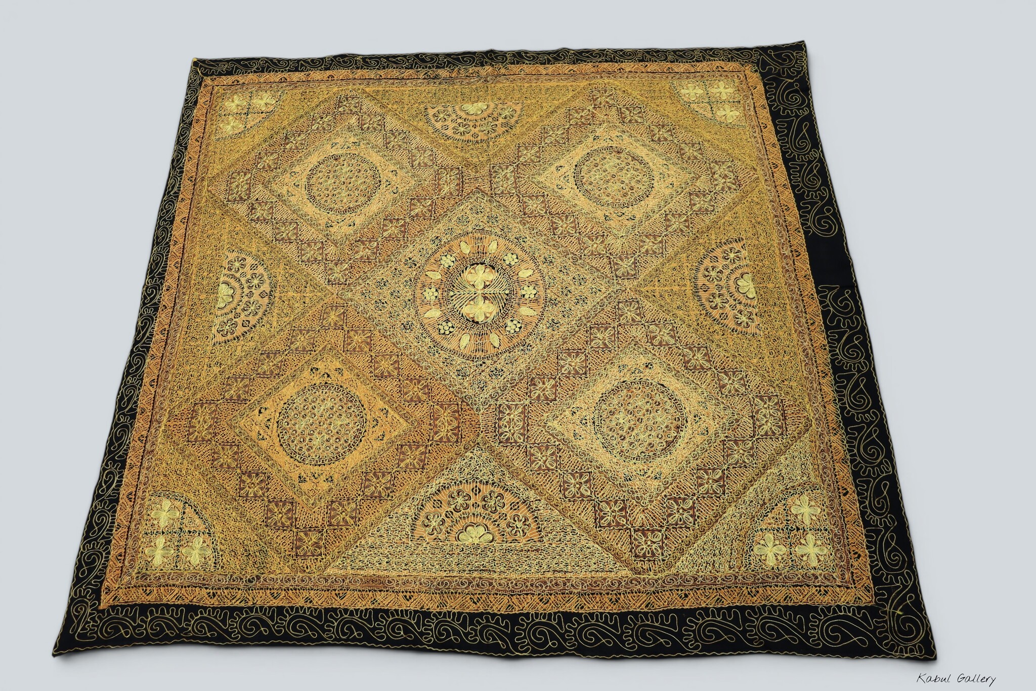 220x205 silk hand embroidered Bed coverlet bedspread sofa cover 26/19