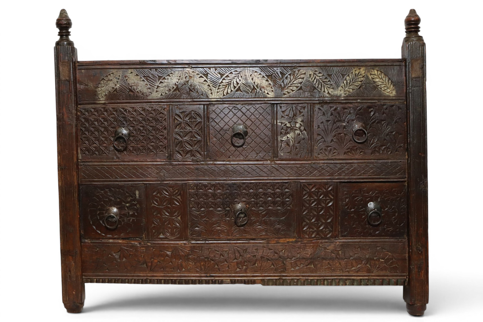 antique 19th century orient vintage cedar wood treasure Dowry Chest from Nuristan Afghanistan Pakistan (swat vally ) Wall decoration