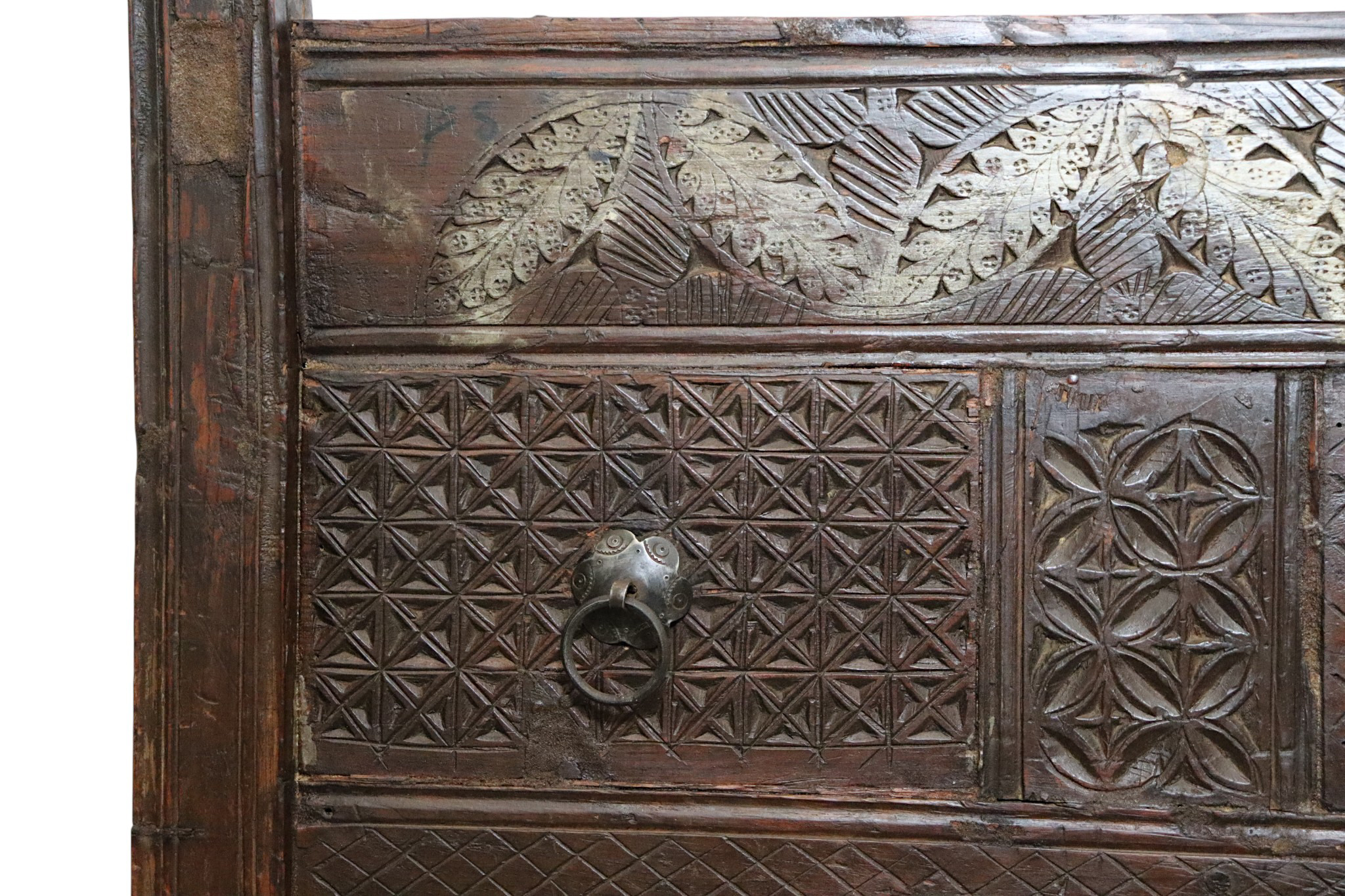 antique 19th century orient vintage cedar wood treasure Dowry Chest from Nuristan Afghanistan Pakistan (swat vally ) Wall decoration