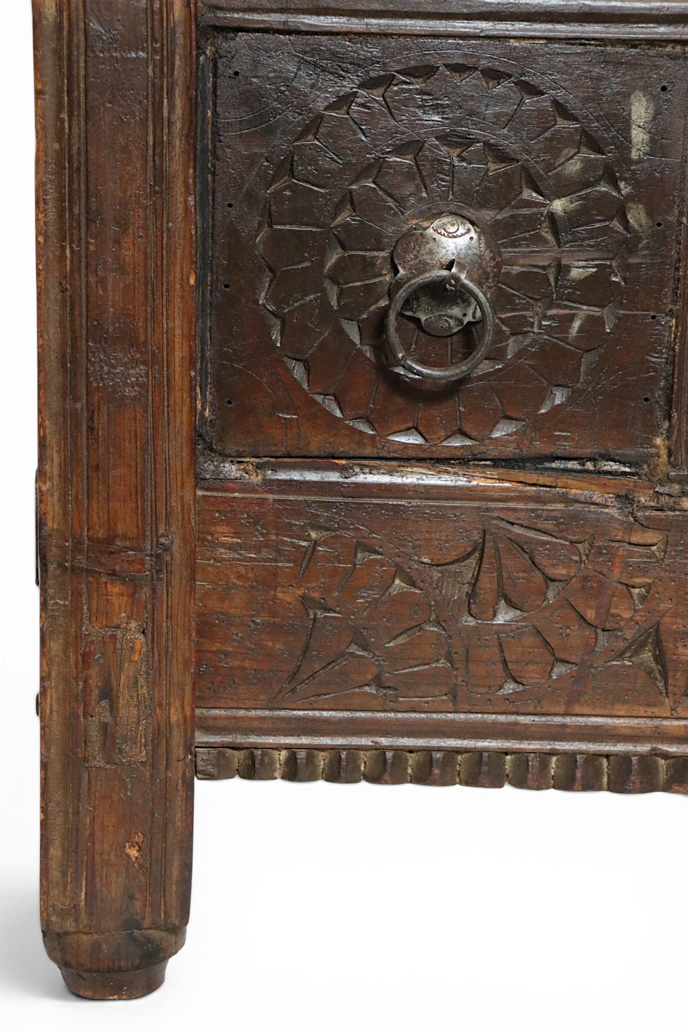 antique 19th century orient vintage cedar wood treasure Dowry Chest from Nuristan Afghanistan Pakistan (swat vally ) Wall decoration