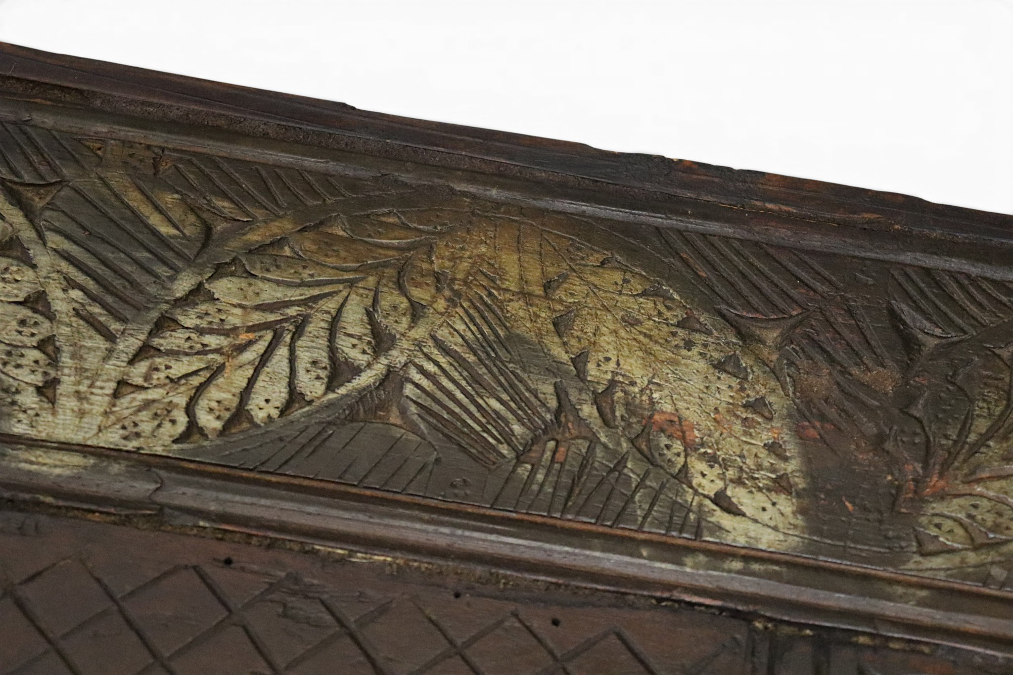 antique 19th century orient vintage cedar wood treasure Dowry Chest from Nuristan Afghanistan Pakistan (swat vally ) Wall decoration