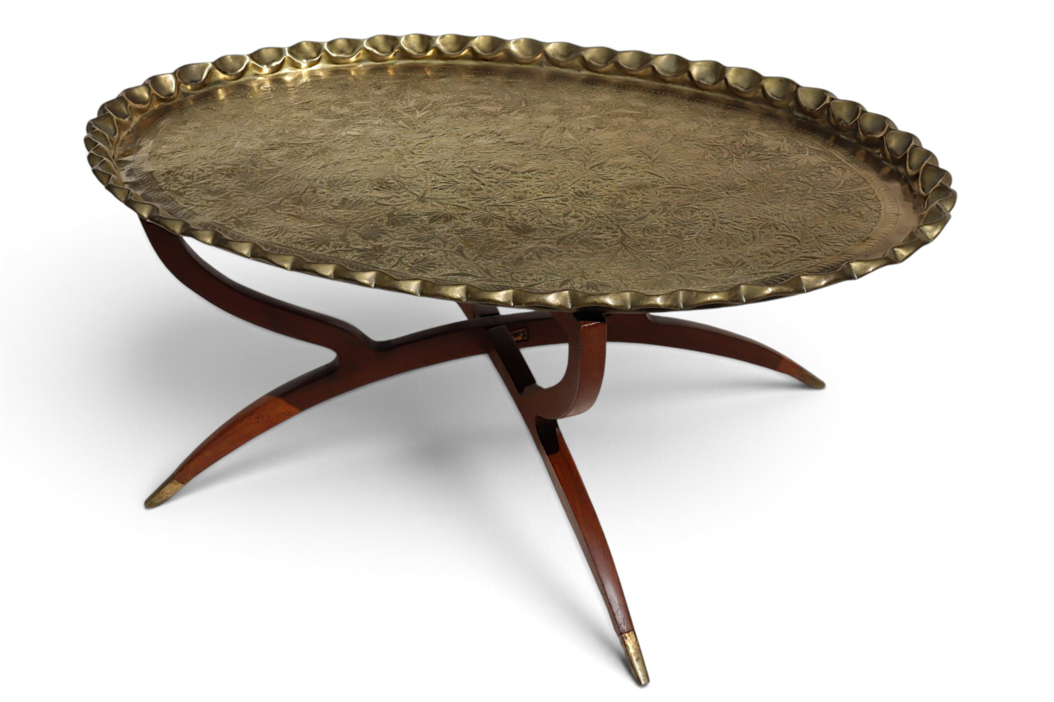 ottoman orient Islamic ottoman Hammer Engraved Brass table Tray Syria Morocco, Egypt india  Oval 115x74 cm
