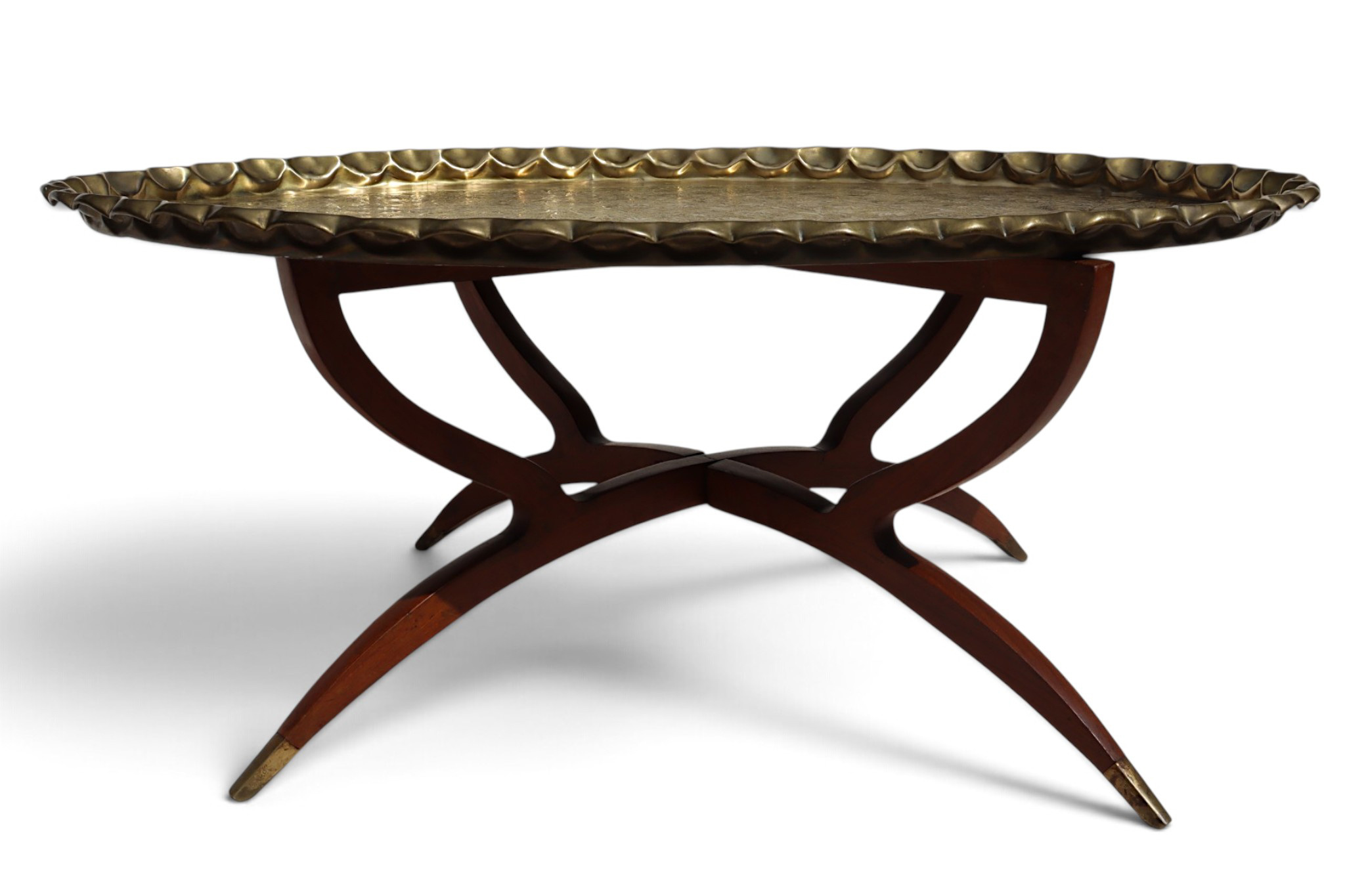 ottoman orient Islamic ottoman Hammer Engraved Brass table Tray Syria Morocco, Egypt india  Oval 115x74 cm
