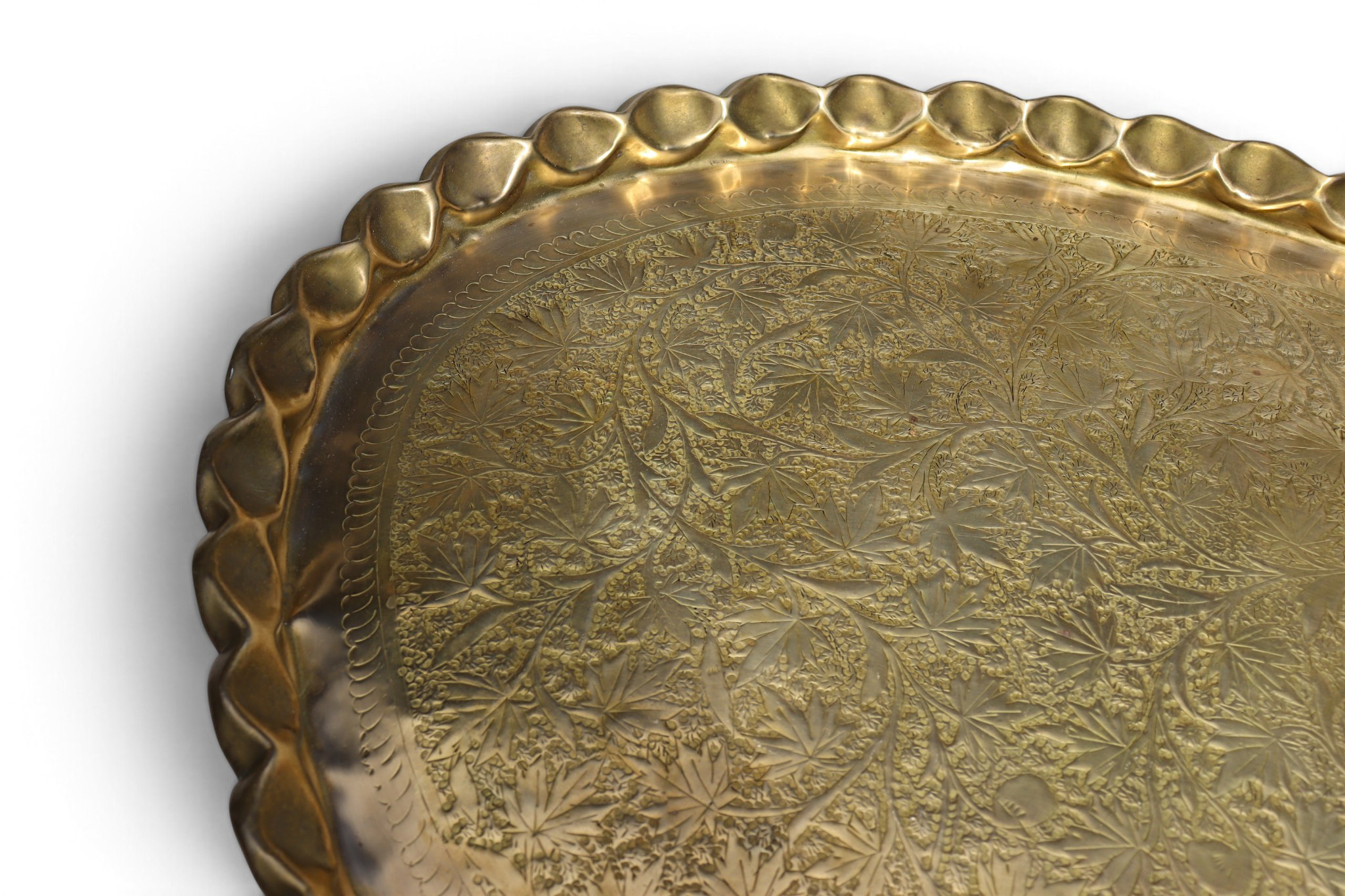 ottoman orient Islamic ottoman Hammer Engraved Brass table Tray Syria Morocco, Egypt india  Oval 115x74 cm