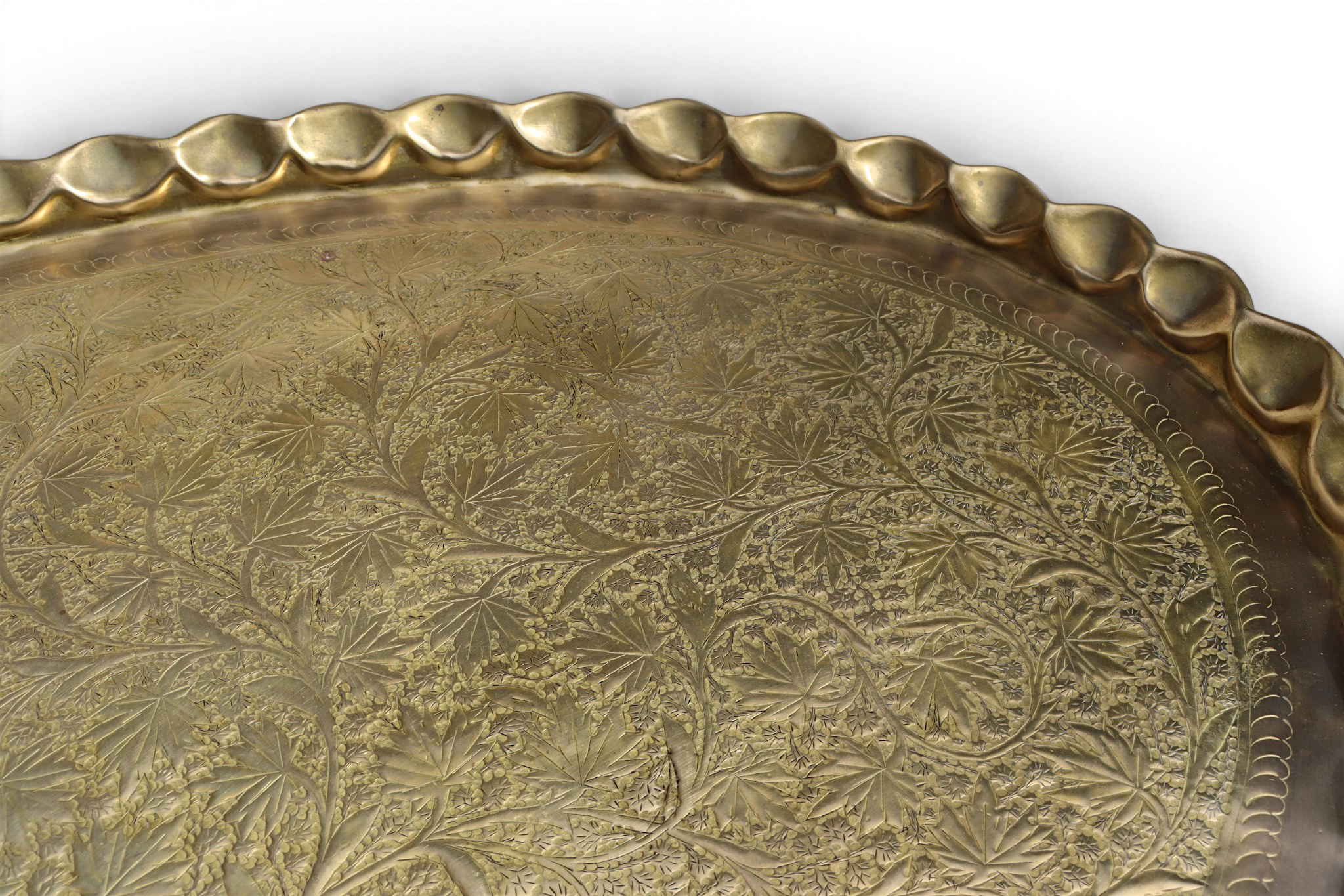 ottoman orient Islamic ottoman Hammer Engraved Brass table Tray Syria Morocco, Egypt india  Oval 115x74 cm