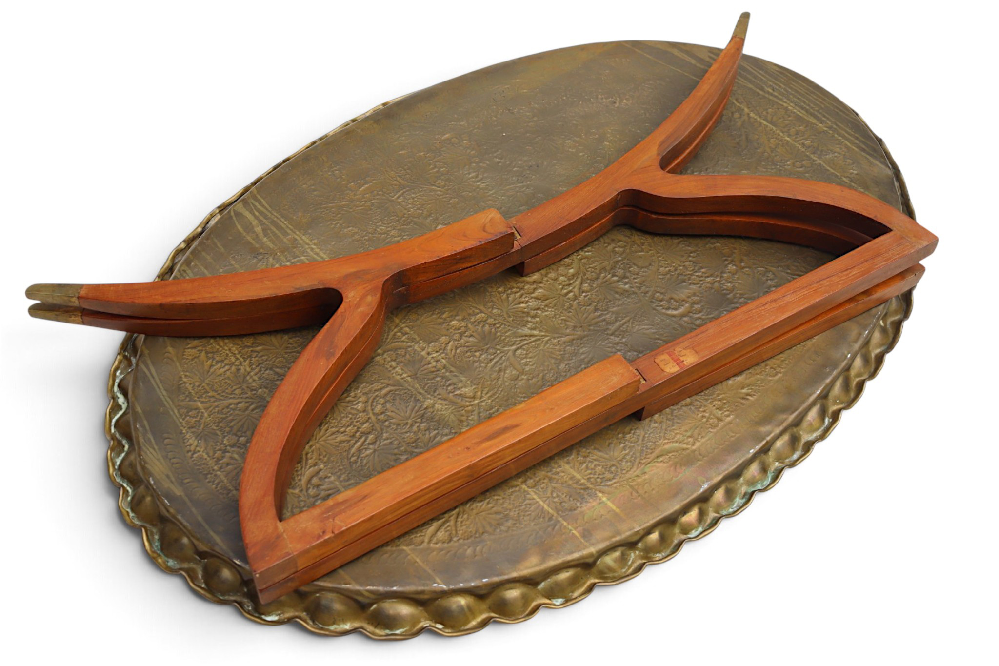 ottoman orient Islamic ottoman Hammer Engraved Brass table Tray Syria Morocco, Egypt india  Oval 115x74 cm