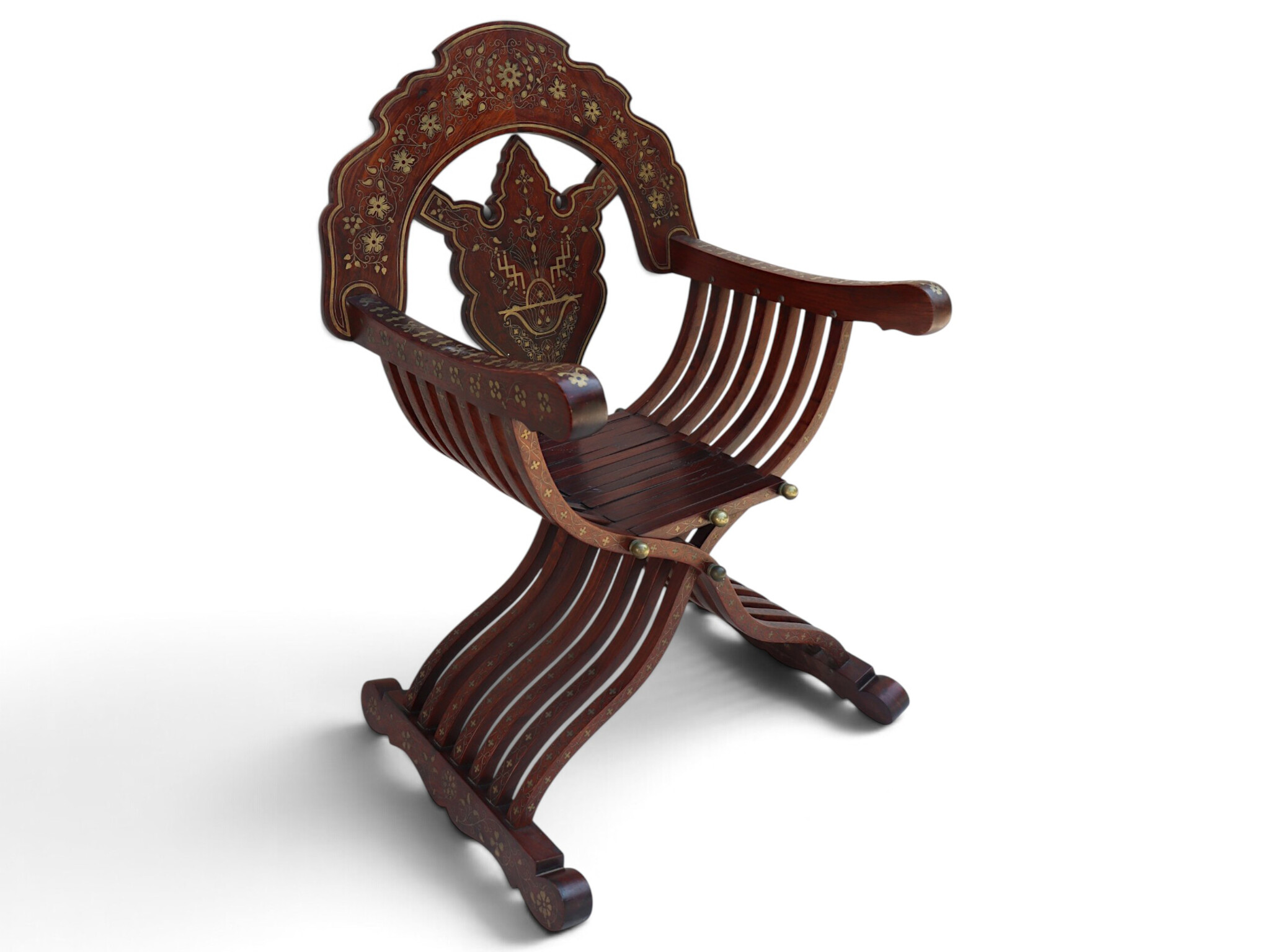 luxurious orient teak Savonarola chair and table