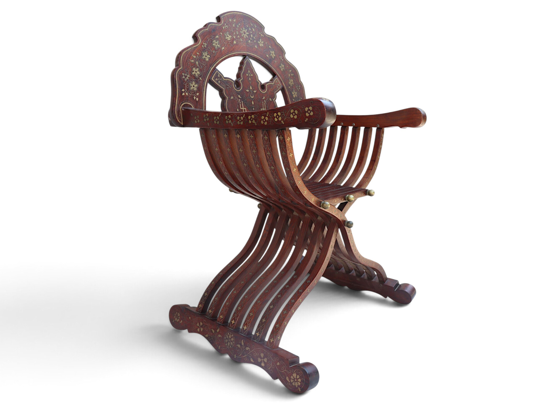 luxurious orient teak Savonarola chair and table