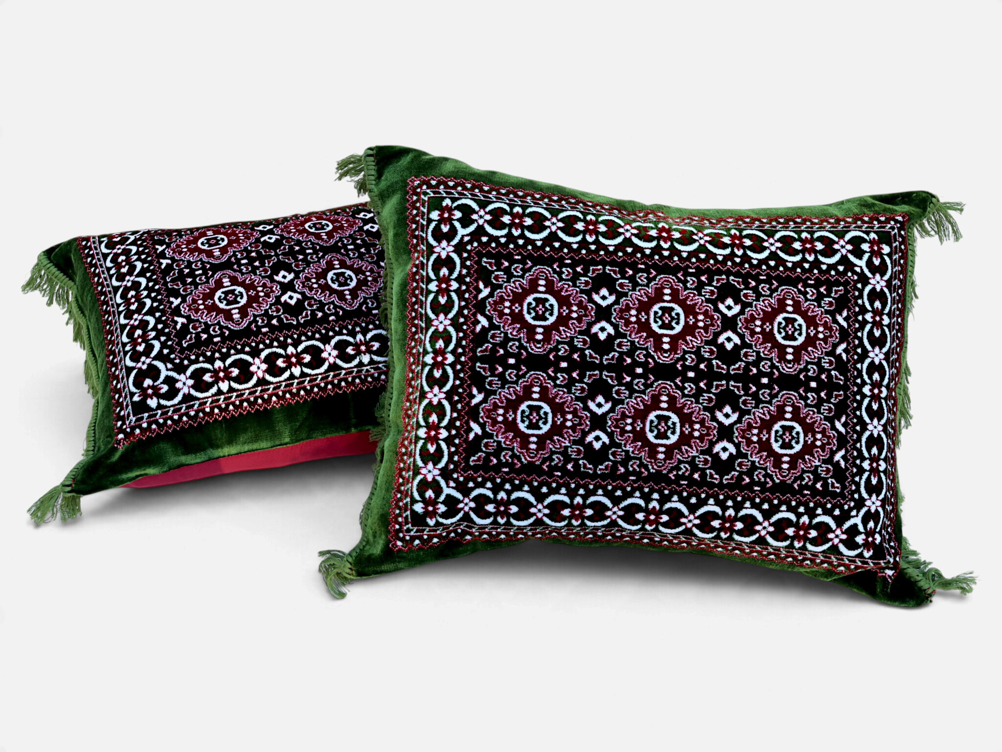 Set of 3 Pcs  1x Mattress  + 2x cushions orient Afghan nomad pillow rug seat floor cushion 1001-night Seating  majlis Toshak توشک  (Green 26)