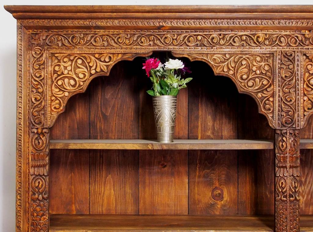 Hand Carved orient vintage wooden cupboard cabinet bookshelf shelf from Afghanistan Nuristan XL