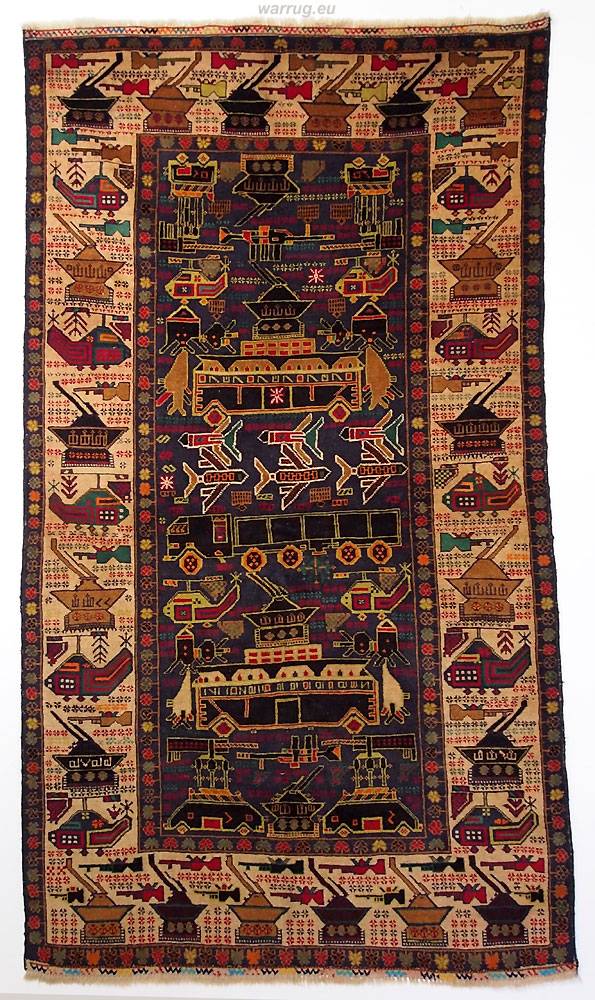 215x120 cm  original  Kriegsteppich aus Afghanistan – handgeknüpft Nr:2014/15