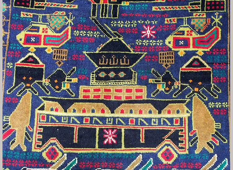 215x120 cm  original  Kriegsteppich aus Afghanistan – handgeknüpft Nr:2014/15