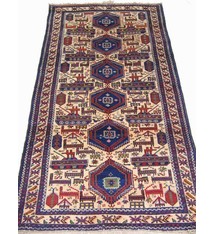 208 x 108 cm original  Kriegsteppich aus Afghanistan – handgeknüpft. Nr.46