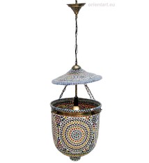 sehr große Hundi Pendelleuchte aus Glas mit Einzelfassung Mosaik Bell Jar Glas lampe Nr:12