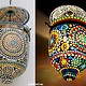 sehr große Hundi Pendelleuchte aus Glas mit Einzelfassung Mosaik Bell Jar Glas lampe Nr:12