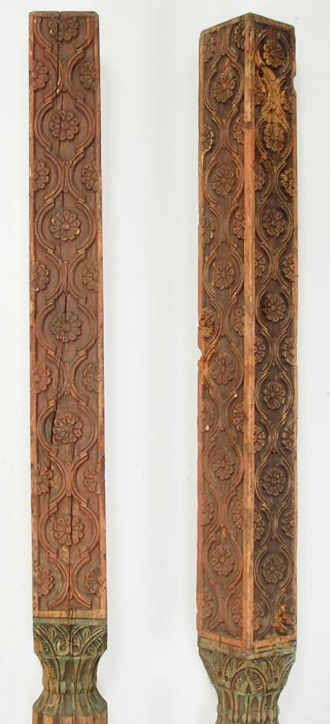 pair antique  orient solid hand-carved wooden Pillar column from Nuristan Afghanistan Pakistan  No-B