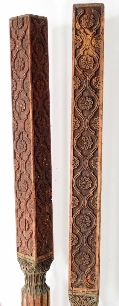 pair antique  orient solid hand-carved wooden Pillar column from Nuristan Afghanistan Pakistan  No-B