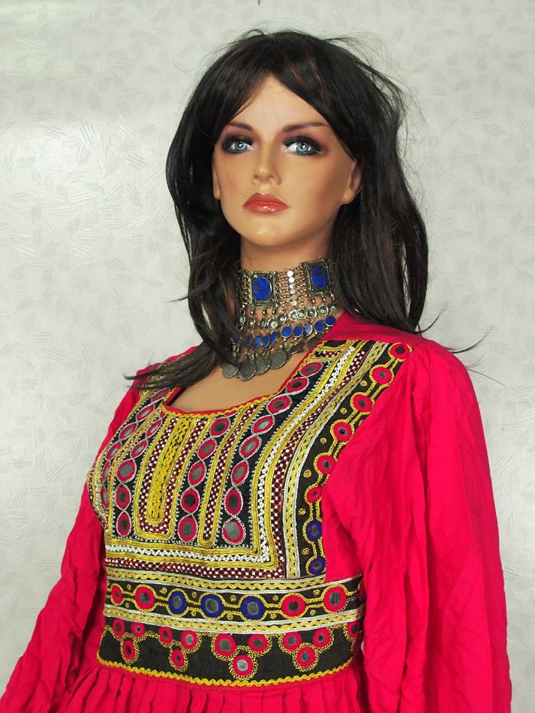 Original Afghan women hand embroidered nomadic Kuchi Ethnic dress from Afghanistan pink/5