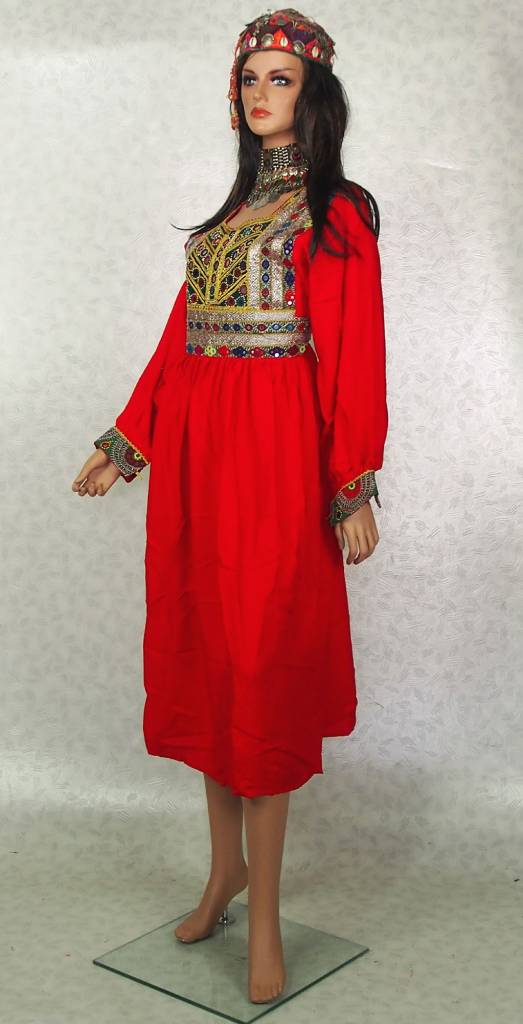 Original Afghan women hand embroidered nomadic Kuchi Ethnic dress from Afghanistan Red/17