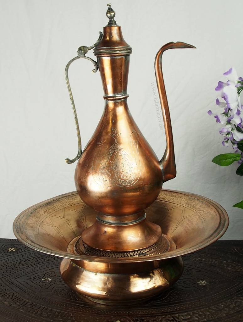 Antique Engraved copper Ewer Pitcher & Basin set from Afghanistan 16/B