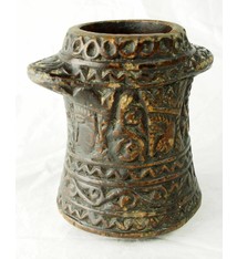 Rare carved Ghazni islamic Alabaster stone persan oil lamp in marble Afghanistan No:11