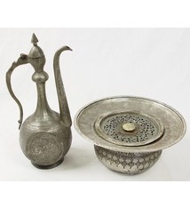 Antique Engraved copper Ewer Pitcher & Basin set from Afghanistan 16/F