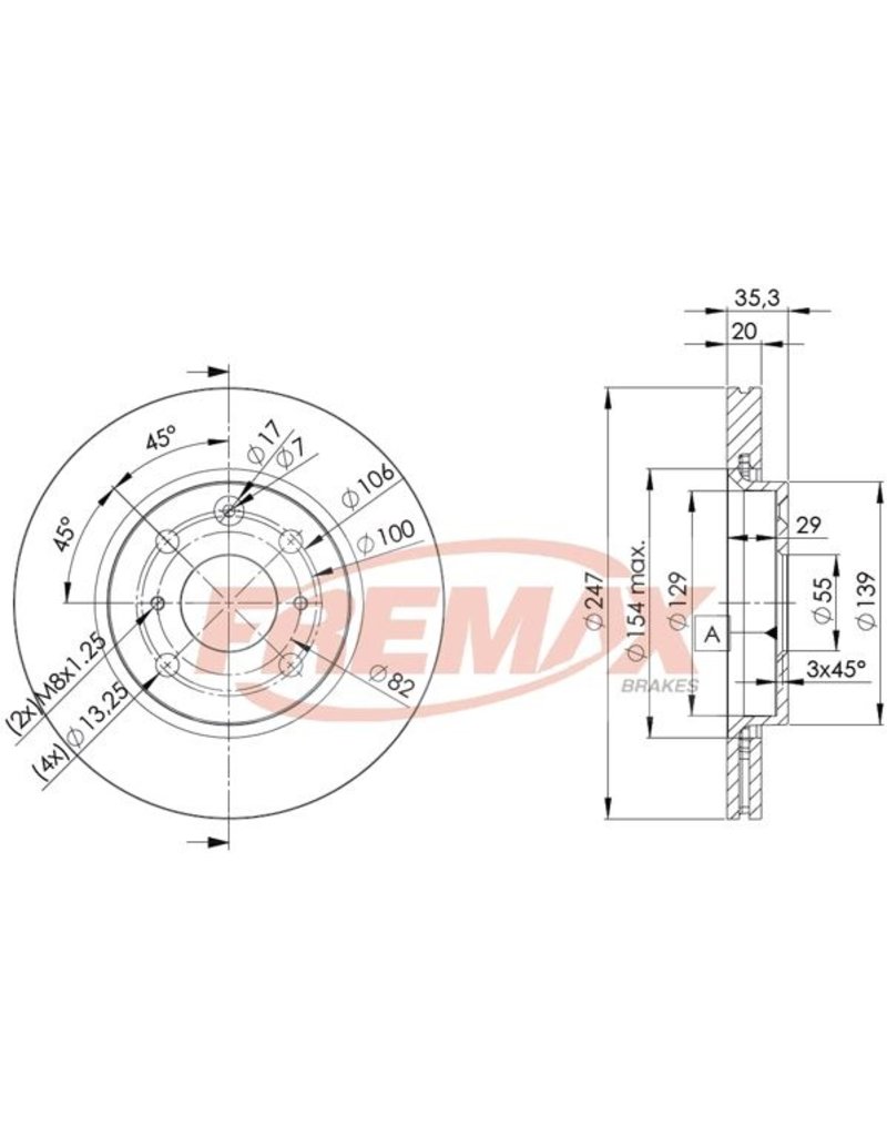 Remschijf (Toyota Aygo, Peugeot 107 en Citroen C1)