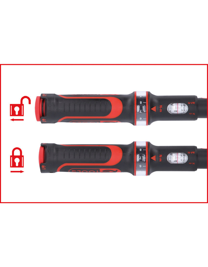 KS TOOLS 1/2" ERGOTORQUE®precision Momentsleutel met draaiknop-omsteek-ratelkop, 80-420Nm