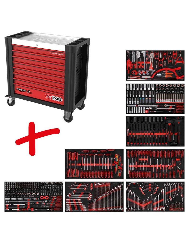 KS TOOLS P25 Performance plus gereedschapwagenset P25 met 564 gereedschappen voor 8 schuifladen 825.8564