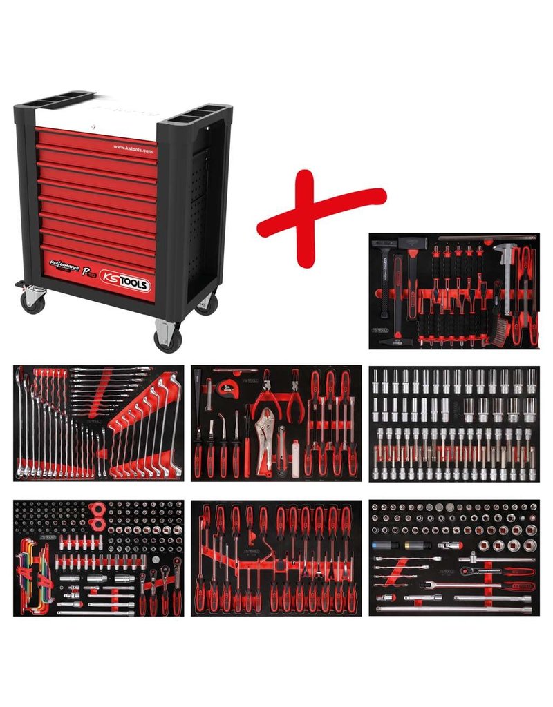 KS TOOLS P10 Performanceplus gereedschapwagenset P10 met 403 gereedschappen voor 7 schuifladen 810.7403