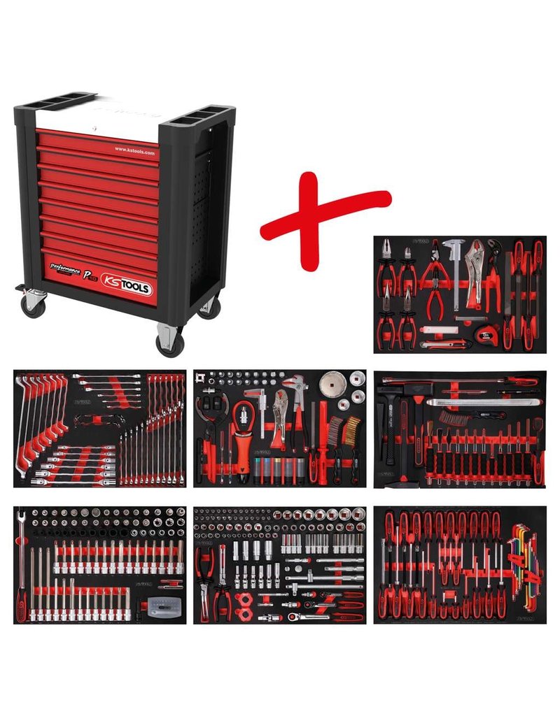 KS TOOLS P10 Performanceplus gereedschapwagenset P10 met 397 gereedschappen voor 7 schuifladen 810.7397