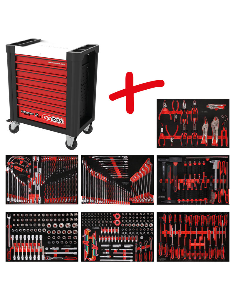 KS TOOLS P10 Performanceplus gereedschapwagenset P10 met 399 gereedschappen voor 7 schuifladen 810.7399