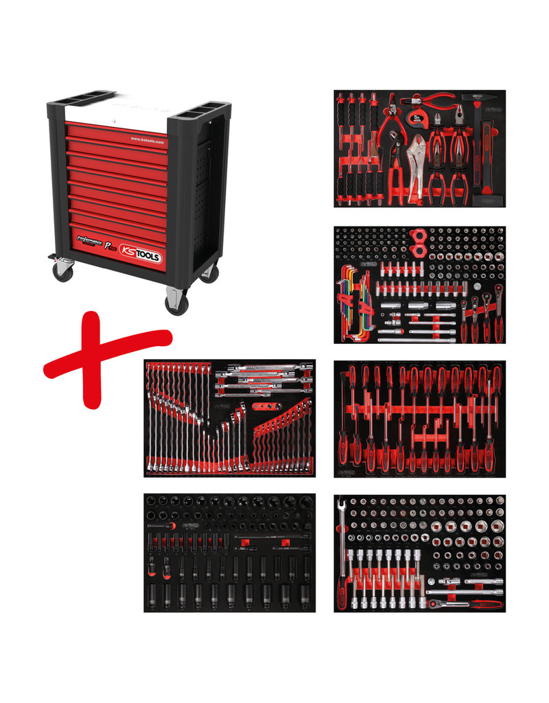 KS TOOLS P10 Performanceplus gereedschapwagenset P10 met 423 gereedschappen voor 6 schuifladen 810.6423