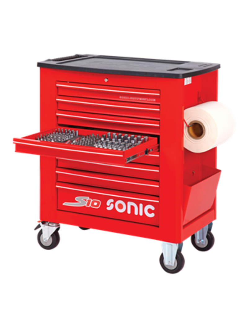 Sonic Gevulde gereedschapswagen S10 369-dlg. rood