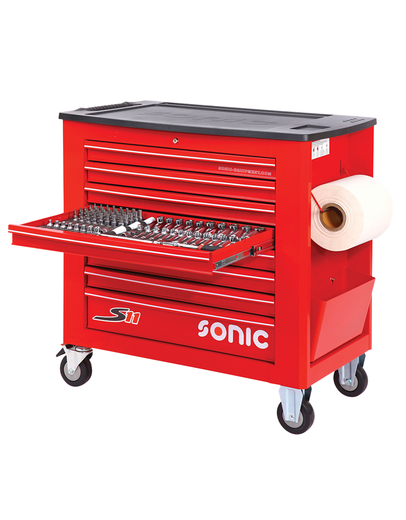 Sonic Gevulde gereedschapswagen S11 644-dlg rood