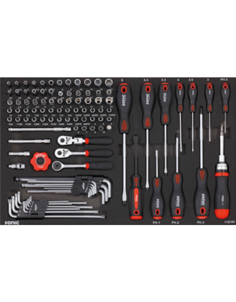Sonic Schroevendraaier & Doppenset 1/4'', 121-dlg. SFS
