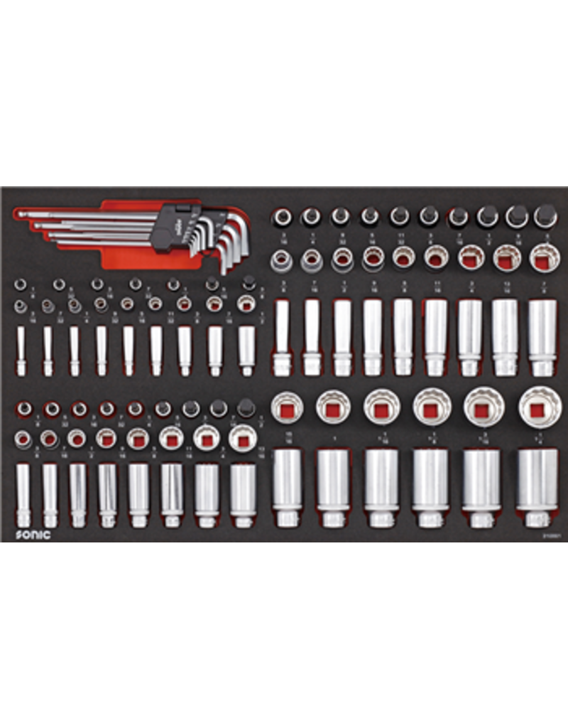 Sonic Doppenset 1/4'', 3/8'' & 1/2'', 12-kant (SAE) 100-dlg. SFS