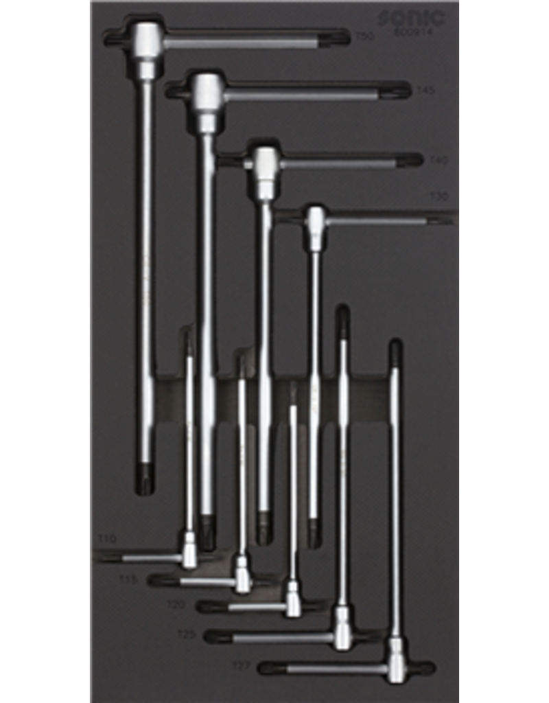 Sonic T-greep sleutelset TX 3-weg met schuifgreep 9-dlg. SFS 1/3