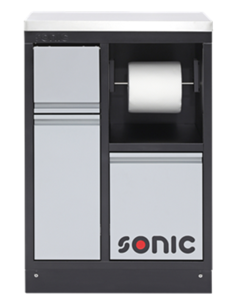 Sonic MSS 674mm kast met afvalbak en papierrolhouder zonder bovenblad