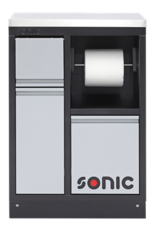 Sonic MSS 674mm kast met afvalbak en papierrolhouder met RVS bovenblad