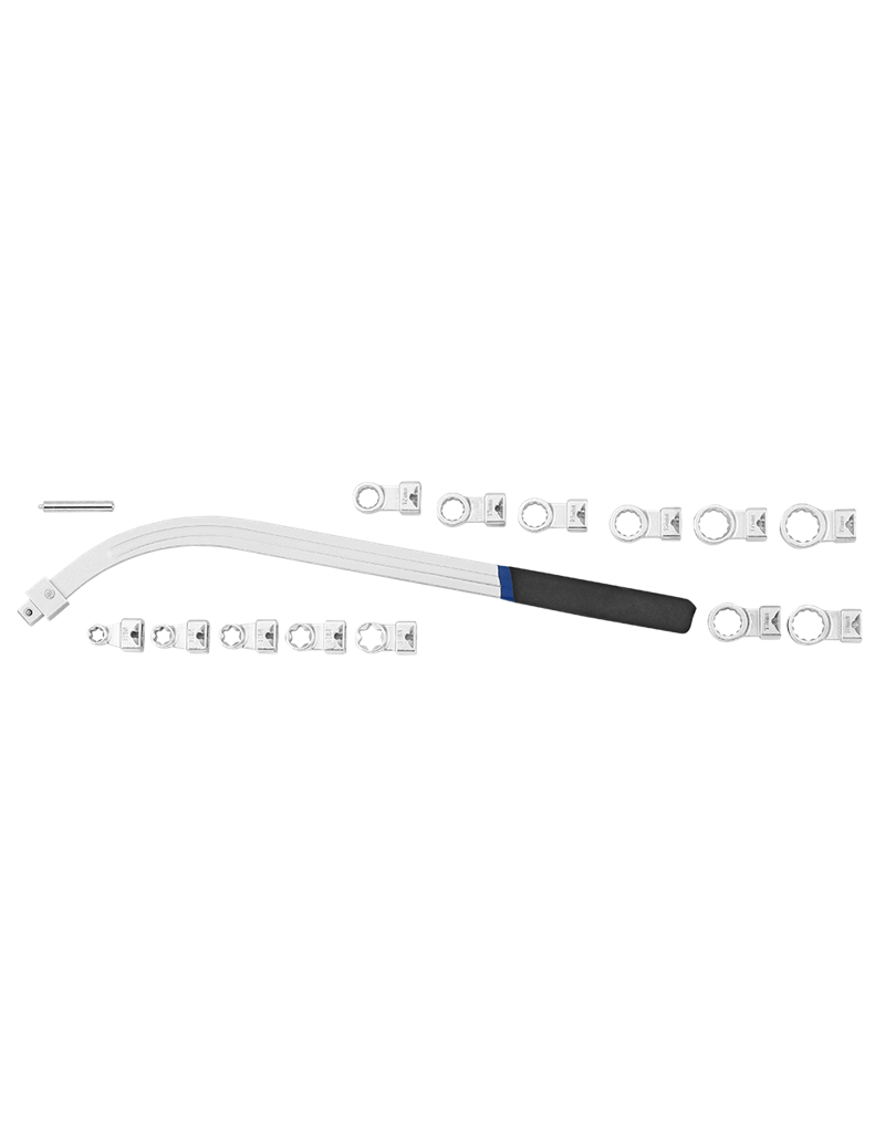 Sonic Spanrolsleutelset gebogen. 12-19mm, E10-E18, 15-dlg.