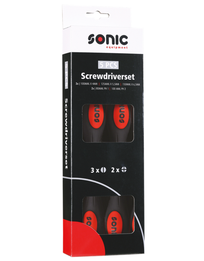 Sonic Schroevendraaierset in gekleurde doos 5-dlg.