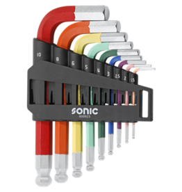Sonic Stiftsleutelset, met kogelkop kort, met kleurcode 9-dlg.