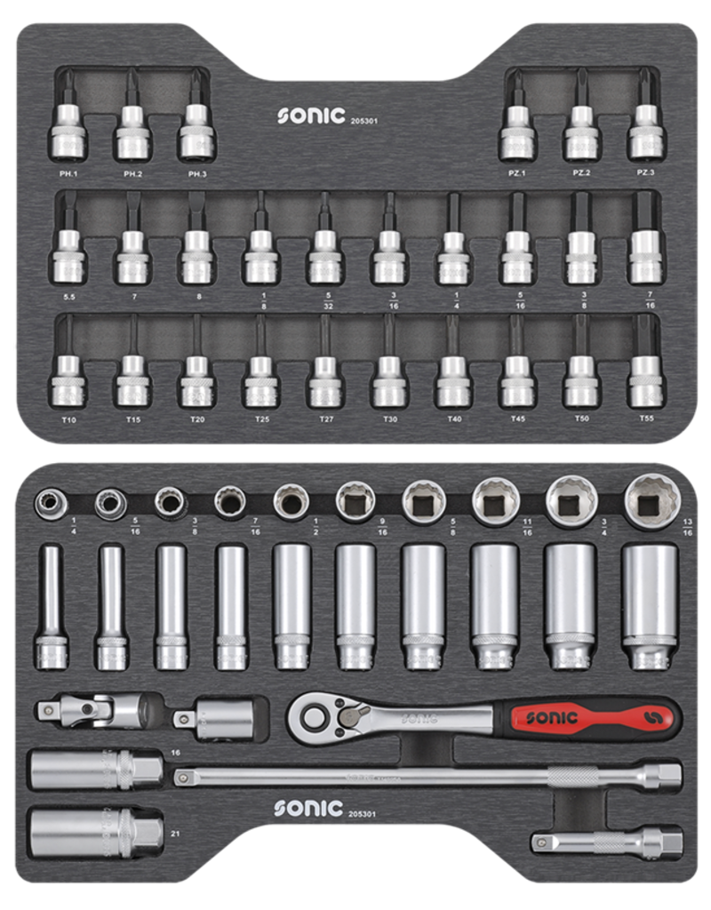 Sonic Dop- en bitdopset 3/8'', set 53-dlg. BMCS (SAE)