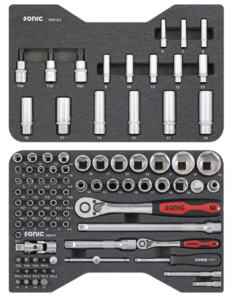 Sonic Doppenset 1/4'' & 1/2'', 91-dlg. BMCS